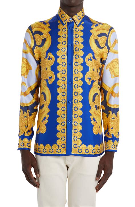 button up mens versace